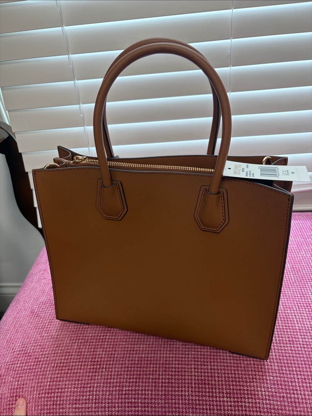 Michael Kors Leather Satchel in Camel Brown with Gold Hardware - Picture 3 of 6